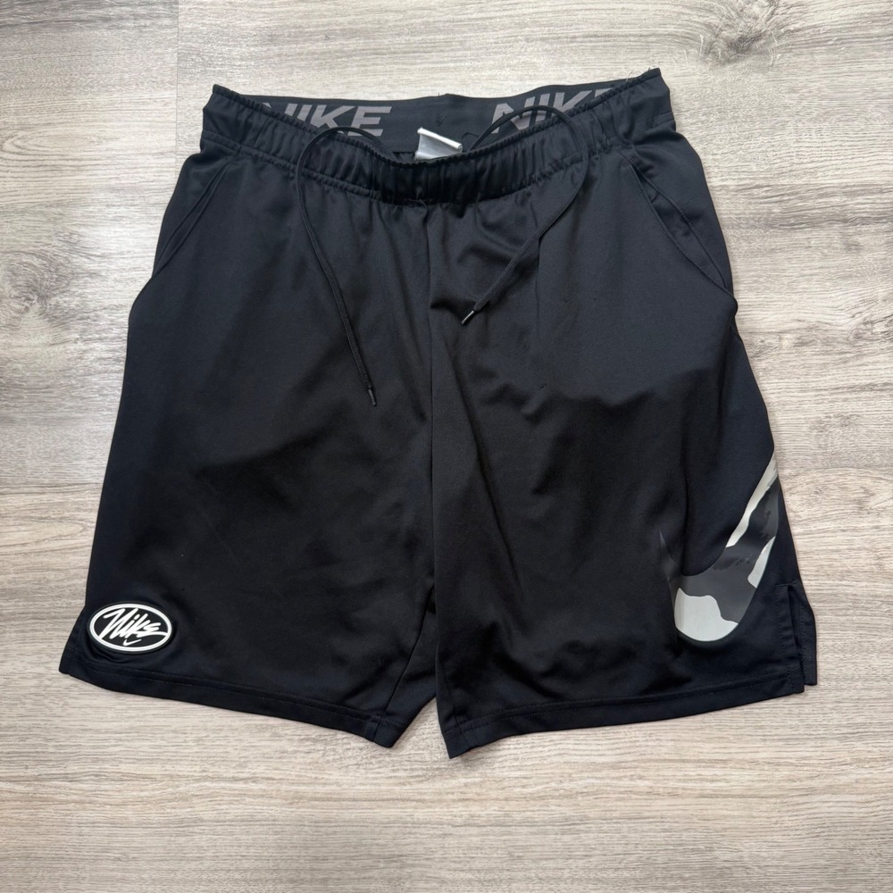 Nike Mens Dri-FIT Black Camo Swoosh Athletic Training Shorts Size Medium
